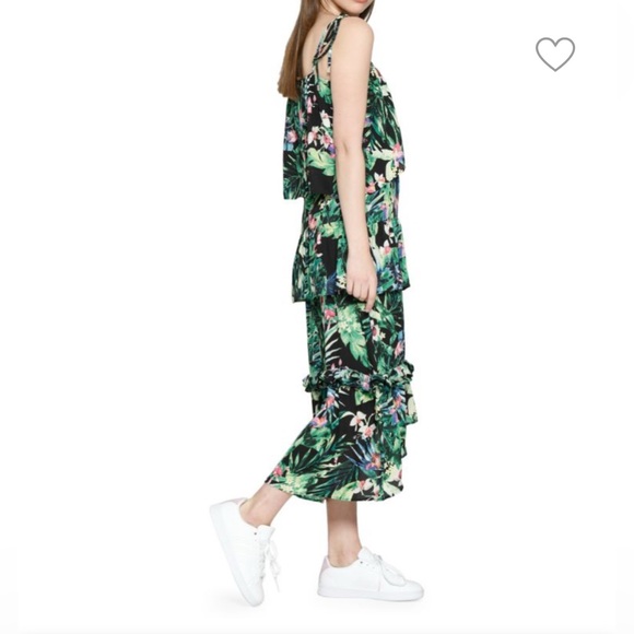 Walter Baker Tasha Tropical Maxi Dress Green And Black Size Medium - Picture 2 of 9